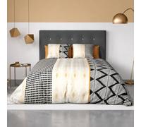 AltoBuy Parure Housse de Couette 240x220cm + 2 taies Motif Ethnique Beige et Noir 100% Coton - Diana