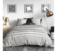 AltoBuy Parure Housse de Couette 240x220cm + 2 taies Motif Graphique Noir et Blanc 100% Coton - Tricia