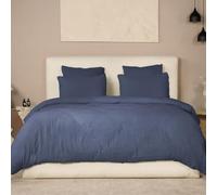 AltoBuy Parure Housse de Couette 260x240cm + 2 taies 100% Gaze de Coton lavée Bleu pétrole - Valma