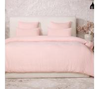 AltoBuy Parure Housse de Couette 260x240cm + 2 taies 100% Gaze de Coton lavée Rose Lotus - Valma