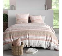 AltoBuy Parure Housse de Couette 260x240cm + 2 taies Motif Graphique Rose 100% Coton - TRISHIA