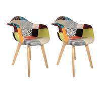 AltoBuy Patchwork - Lot de 2 Fauteuils Scandinaves Multicolore