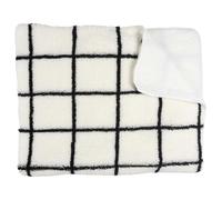 Plaid Sherpa 130x160cm Blanc à Carreaux Noirs - SHELLY - ALTOBUY Blanc G