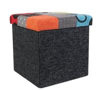 Pouf Coffre Pliable Motif Patchwork Multicolore 38x38xH38cm