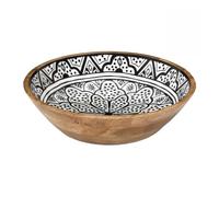 AltoBuy Saladier en Bois de manguier avec Motif Mandala Noir (Ø28 cm) - Mango