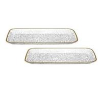 ALTOBUY Set de 2 plats de service plastique transparent motif feuilles contour doré 34 cm Transparent