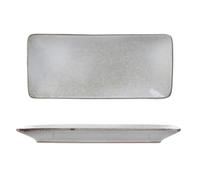 AltoBuy Set de 2 Plats rectangulaire en céramique au grés du Temps Gris (22x10cm) - Galet