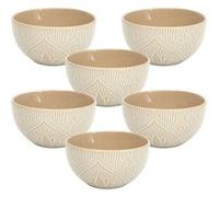 ALTOBUY Set de 6 bols AKKA en céramique beige motif mandala 65 eige