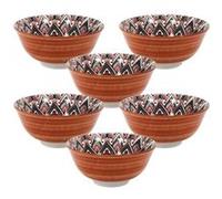 ALTOBUY Set de 6 bols en porcelaine orange mandala Ø15cm Orange