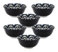 ALTOBUY Set de 6 bols MANDALA en porcelaine bleu Ø15cm Bleu