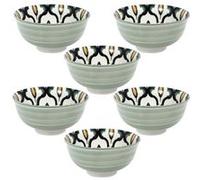 ALTOBUY Set de 6 bols MANDALA en porcelaine vert Ø12cm Vert