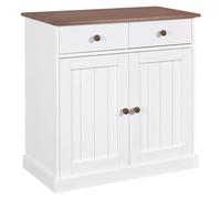 AltoBuy SOCOA - Buffet 2 Portes 2 Tiroirs Bois Massif Vernis Sepia et Blanc