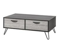 ALTOBUY Table basse 2 tiroirs aspect bois grisé et noir Gris 100x60x37cm Gris