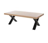 AltoBuy Table Basse Aspect Bois Finition Hudson Oak Piètement X Métal Noir - Hudson