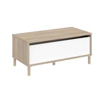 AltoBuy Table Basse Coffre Plateau relevable Aspect Bois Clair et 2 côtés Blancs - ORPHÉE