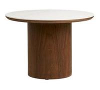 ALTOBUY Table basse plateau céramique aspect marbre pied frêne teinté Marron Ø60cm H42cm Marron