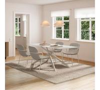 AltoBuy Table Rectangle + 4 chaises Tissu Beige Pieds métal crème - Axelle