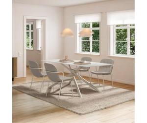 AltoBuy Table Rectangle + 4 chaises Tissu Beige Pieds métal crème - Axelle