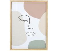 ALTOBUY Tableau de Décoration Murale Visage Abstrait Pastel 45x60cm Cadre MDF Chêne Rose Rose