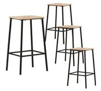 ALTOBUY Tabouret de bar BAHIA Lot de 4 - Bois naturel, pieds métal noir, H65cm Noir