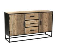AltoBuy TANETOA - Buffet 2 Portes 3 Tiroirs en Teck Recy t Métal