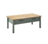 AltoBuy Tina - Table Basse Rectangulaire 1 Tiroir Bois Ciré et Vert