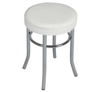 TODARO - Tabouret Acier Chromé et Simili Blanc