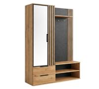 AltoBuy Vestiaire Multi rangements Aspect Bois et Noir Finition déco tasseaux - Oakley