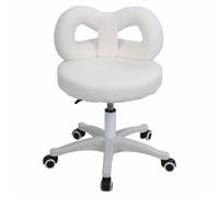 Altsuceser Chaise de coiffeuse pivotante, réglable en hauteur, chaise de maquillage élégante avec nœud en peluche, convient pour chambre à coucher, étude, bureau beige