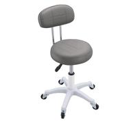 Altsuceser Round Rolling Chair with Back, Height Adjustable Swivel Stool, Faux Leather Desk Computer Chair, Vanity Stool, Small Desk Chairs for Bedroom Dressing Table, Easy Assembly Required Gris