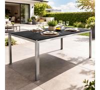 Alu Nonwood Table de jardin Table d'extérieur argent/noir 150x90cm