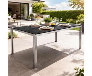 Alu Nonwood Table de jardin Table d'extérieur argent/noir 150x90cm