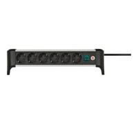 Alu-office-line Multiprise 6 Prises En Aluminium Pour Bureau (multiprise Avec Interrupteur Et Câble De 3 M) Argenté - Brennenstuhl