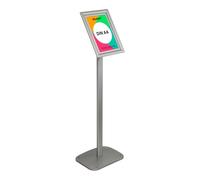 Aluanz Porte affiche A4 sur pied argent - Support d’information, Présentoir sur pied, Porte affiche en aluminium, Présentoir pivotant, Présentoir buffet - 210 x 297 mm