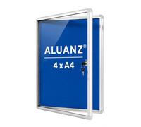 Aluanz Vitrine d'affichage DIN 4 x A4 - Tableau d'affichage verrouillable en feutre, Vitrine intérieure avec serrure pour bureau, école, hôtel - 50 x 67 x 3 cm