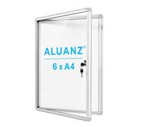 Aluanz Vitrine d'affichage DIN 6 x A4 | Vitrine d'affichage verrouillable, fond magnétique tableau blanc, Pour bureau, école, hôtel, 67 x 72 x 3 cm
