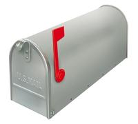 ALUBOX Boîte Aux Lettres Américaine 22X17X48 cm Boîte Postale en Tôle Galvanisée Boîte Postale Extérieure Format Magazine avec Drapeau (Argent)