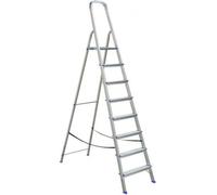 Aluminium Escabeau de ménage en profilés d'aluminium soudés et polis 8 marches Hauteur de la plate-forme : 164 cm