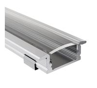 Alumino Profil d'aile encastré LED Alu Profile anodisé pour bandes LED 16 mm avec couvercle transparent à encliqueter 150 cm - EMS