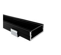 Alumino Profilé LED en aluminium noir - 200 cm - Montage en saillie - Couvercle transparent + accessoires - Pour bandes LED jusqu'à 20 mm - Compatible avec Philips Hue - 2 m - Intérieur et extérieur -
