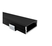 Alumino Profilé LED en aluminium noir - 200 cm - Pour montage en saillie - Couvercle noir + accessoires - Pour bandes LED jusqu'à 20 mm - Compatible avec Philips Hue - 2 m - Intérieur et extérieur -