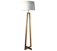 Aluminor Lampadaire Sacha - Ampoule Led E27 - 12W - Pied Bois - Abat-jour Blanc
