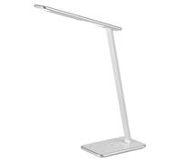 Aluminor Lampe de bureau Orbit - Led intégrée - 10,9W - Bras et tête articulés - Chargeur induction - Blanc / Argent