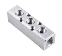 Aluminum Air Manifold Block G1/4 4-Port Splitter(3 Way) | 4-way distribution, G1/4 thread, 0-1MPa pressure, aluminum alloy, oxidation resistant, easy install
