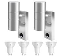 ALUSSO Applique Murale LED Exterieur Détecteur de Mouvement 750LM, Argenté | 8W Up Down Acier Inoxydable Eclairage Exterieur 3000K 4000K 6000K Réglable, IP65 Étanche Lampe Jardin