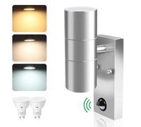 ALUSSO Applique Murale LED Exterieur Détecteur de Mouvement 8W, Argenté | 750LM Up Down Acier Inoxydable Eclairage Exterieur 3000K 4000K 6000K Réglable, IP65 Étanche Lampe Jardin