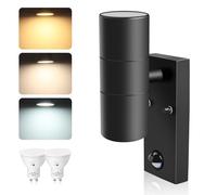 ALUSSO Applique Murale LED Exterieur Détecteur de Mouvement 8W, Noir | 750LM Up Down Acier Inoxydable Eclairage Exterieur 3000K 4000K 6000K Réglable, IP65 Étanche Lampe Jardin
