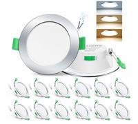 ALUSSO LIGHTING LED Encastrable Dimmable 7W 230V, Extra Plat 29mm, Blanc Chaud 3000K Neutre 4000K Froid 6500K Réglable, Spot Salle de Bain IP44, Lot de 12 Rond Chromé