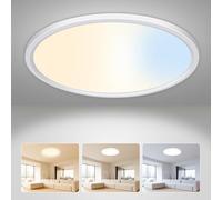 ALUSSO Plafonnier LED, 24W 2400LM 3CCT 3000K/4000K/6500K Plafonnier, IP44 Etanche Salle de Bain, Moderne Mince pour Salon Chambre Couloir Garage Cuisine Balcon Ø29cm