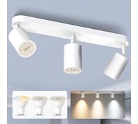 ALUSSO Projecteur LED Plafonnier 3 Spots, Projecteur Murale GU10 Amovible Pivotant à 350°, 5W 3CCT Blanc Spotlight pour Salon, Chambre et Couloir incluant Ampoule GU10